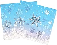 Vista 12 de Servilletas de Copo de Nieve, Servilletas Desechables de Papel para Almuerzo Navideño Decoraciones de Fiesta Temática de Nieve Azul, Servilleta