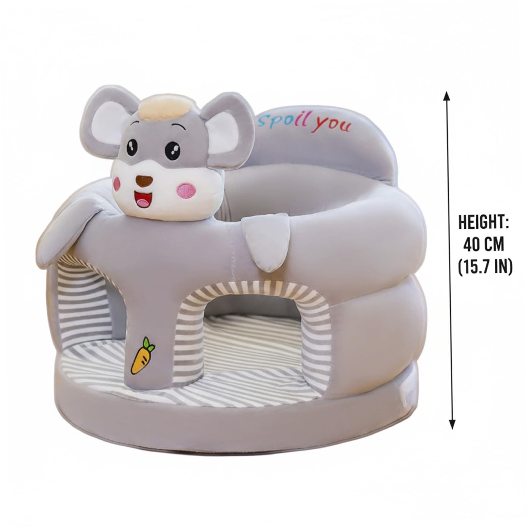 Baby-Sitzstuhl, entzückender Elefanten-Design-Sitzstuhl für Kleinkinder mit ergonomischer Unterstützung für Sitzübungen, weicher Plüsch-Bodensitz für Babys und Kleinkinder, graues Kleinkind