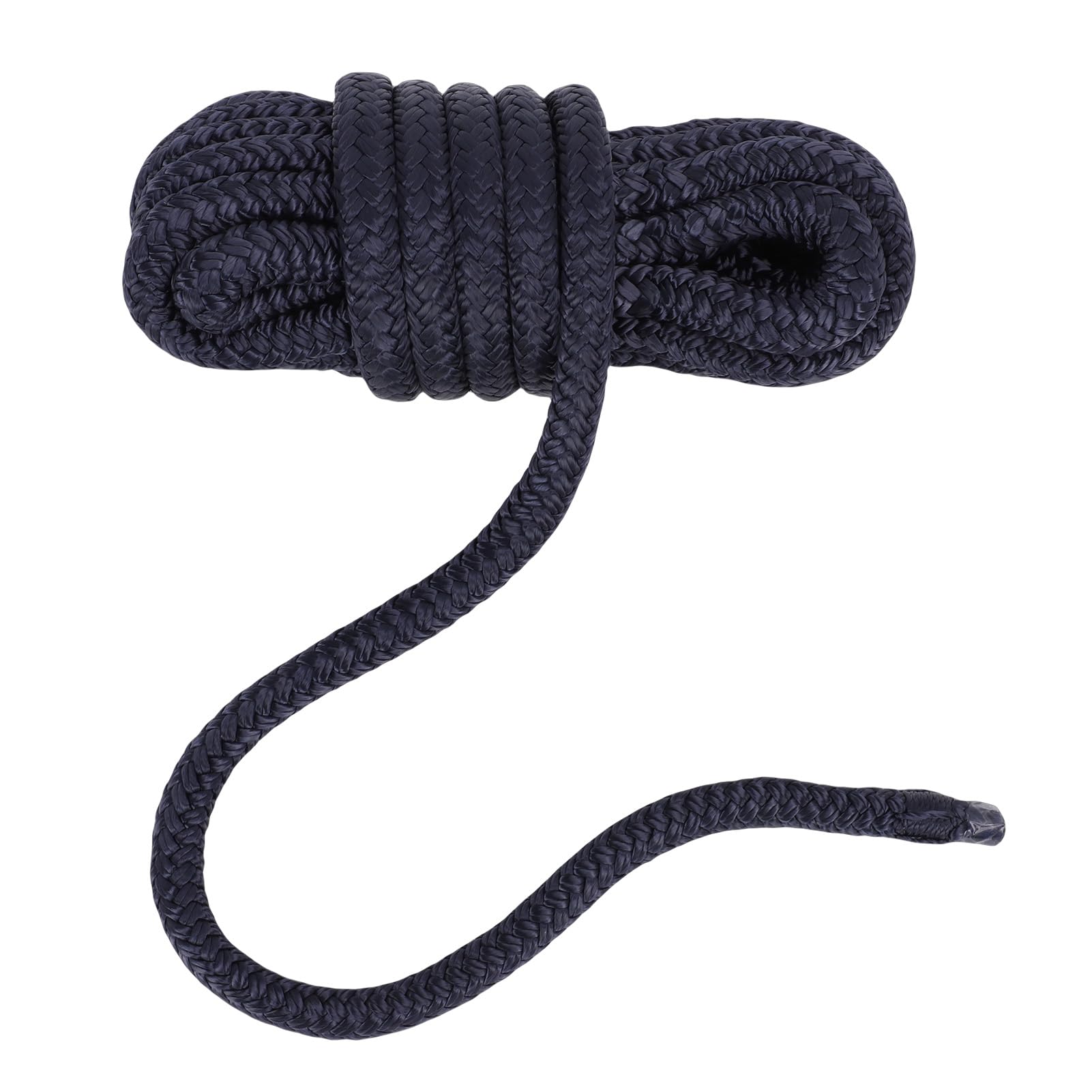 Tissting Bootsleine 1/2 Zoll X 15 Ft Nylon Doppelt Geflochtene Ankerleine Für Sicheres Vertäuen - 2 Stück Hochfeste Marineleine Mit 12 Zoll Auge Für Boote Bis 35 Ft, Segelboote (Marineblau)