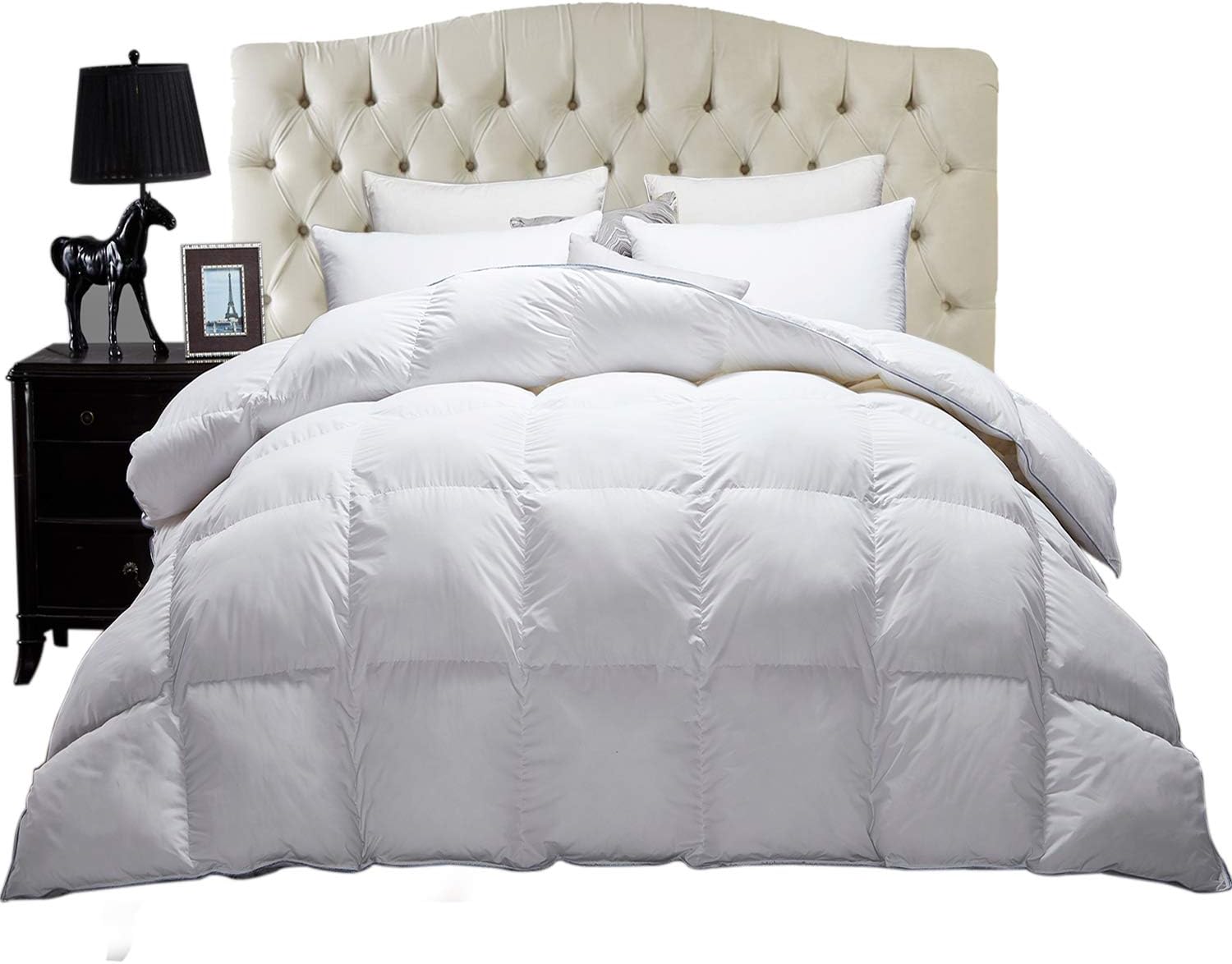 Luxury King White Goose Down Feather Comforter Duvet Insert Goose Down All Seasons 600 Thread Count 101% Cotton Shell Down Proof,Baffle Box Stitched.