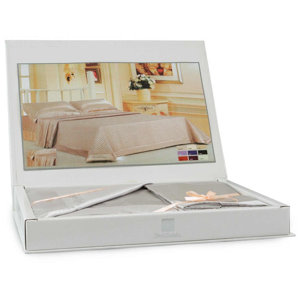 Renato Balestra Completo Lenzuola Matrimoniale Raso Sexy Grigio A862