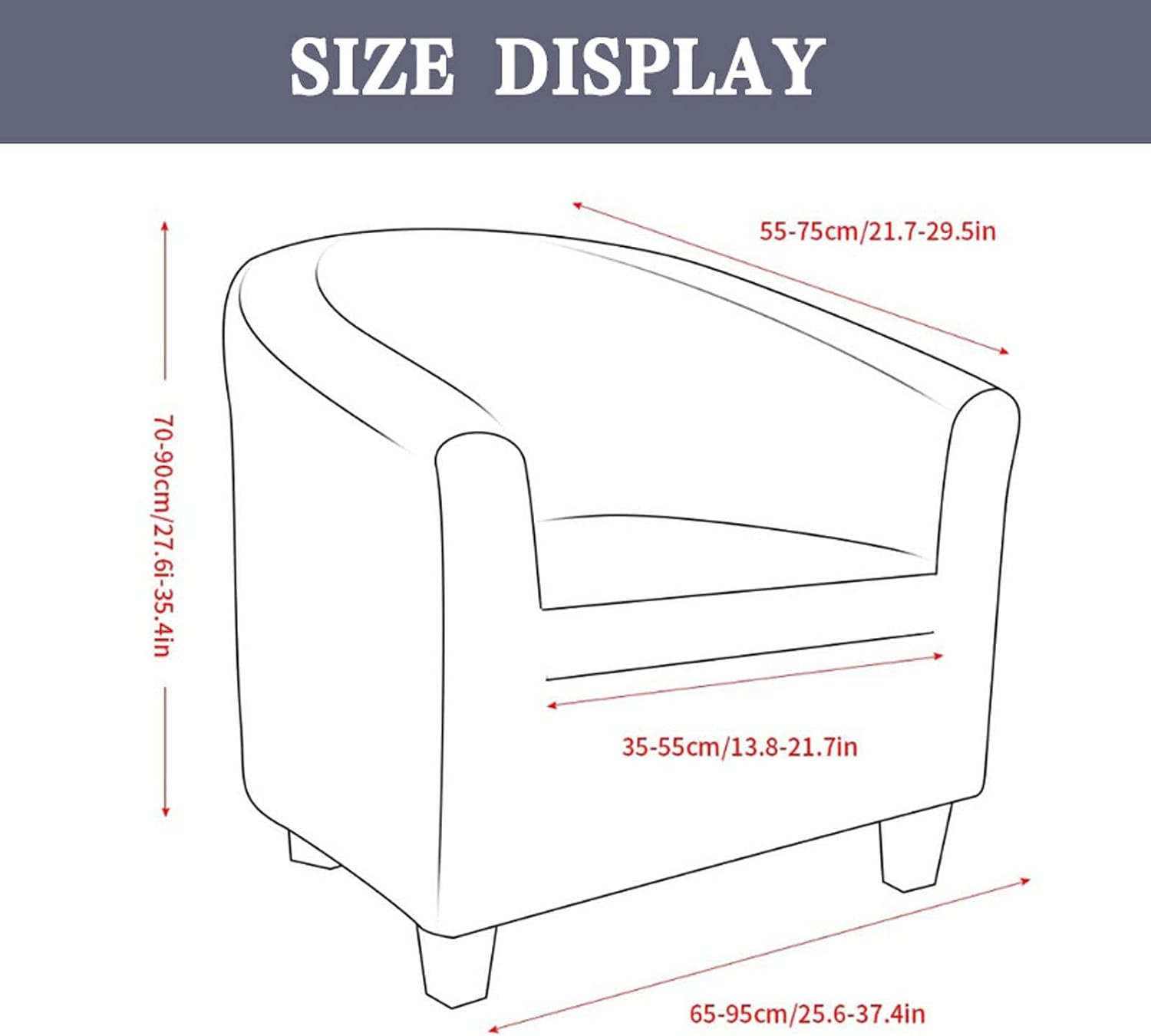 Stretch Club Chair SlipCovers, Armchair Tub Chair Covers, Soft with Elastic Bottom Couch Cover, for Bar Counter-White-Club Chair