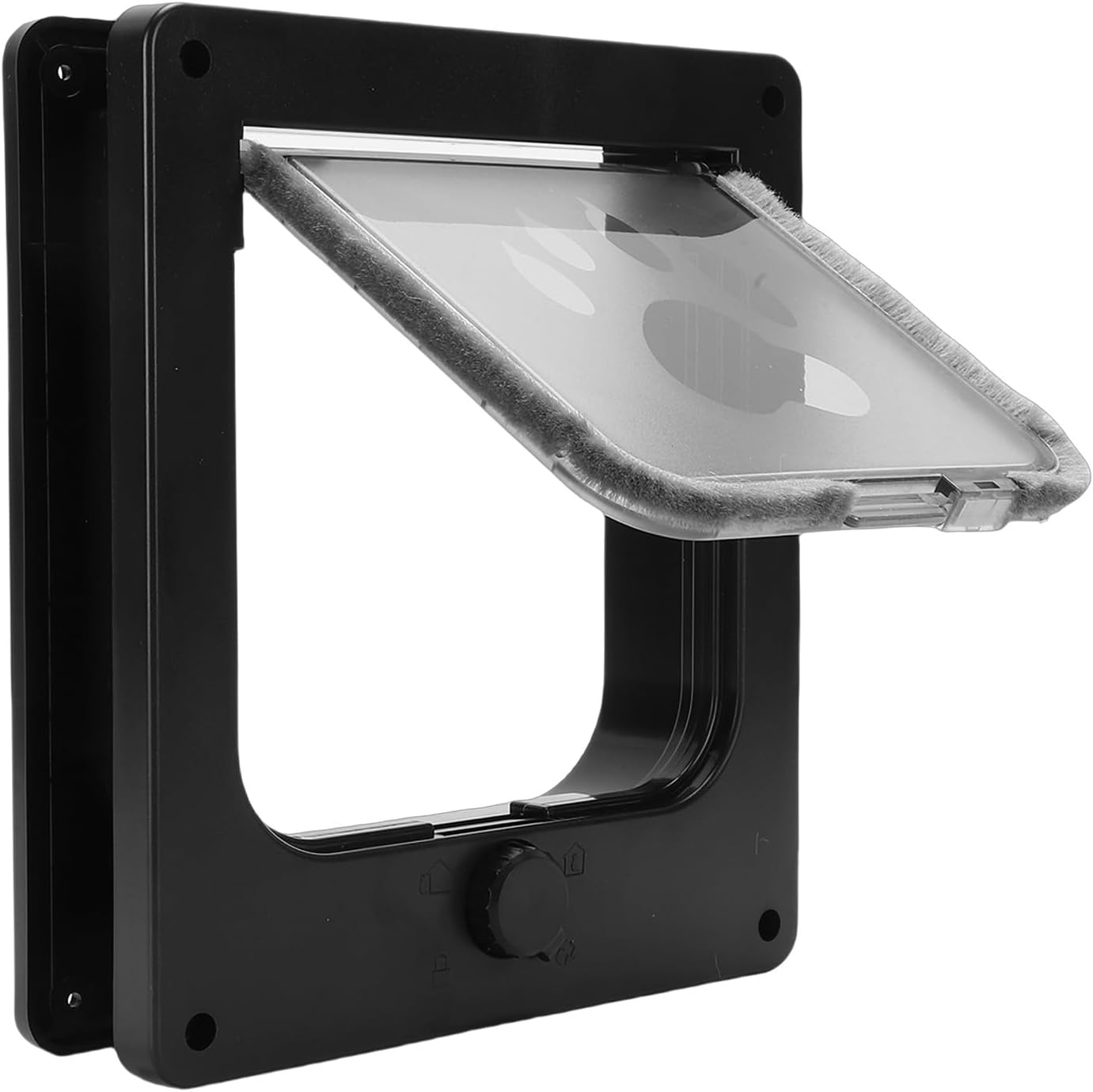 Focket Cat Door, 4 Way Locking Security Pet Door, Interior Cat with Weatherproof ABS Frame and Installation Template for Interior Exterior Doors and Windows (L)