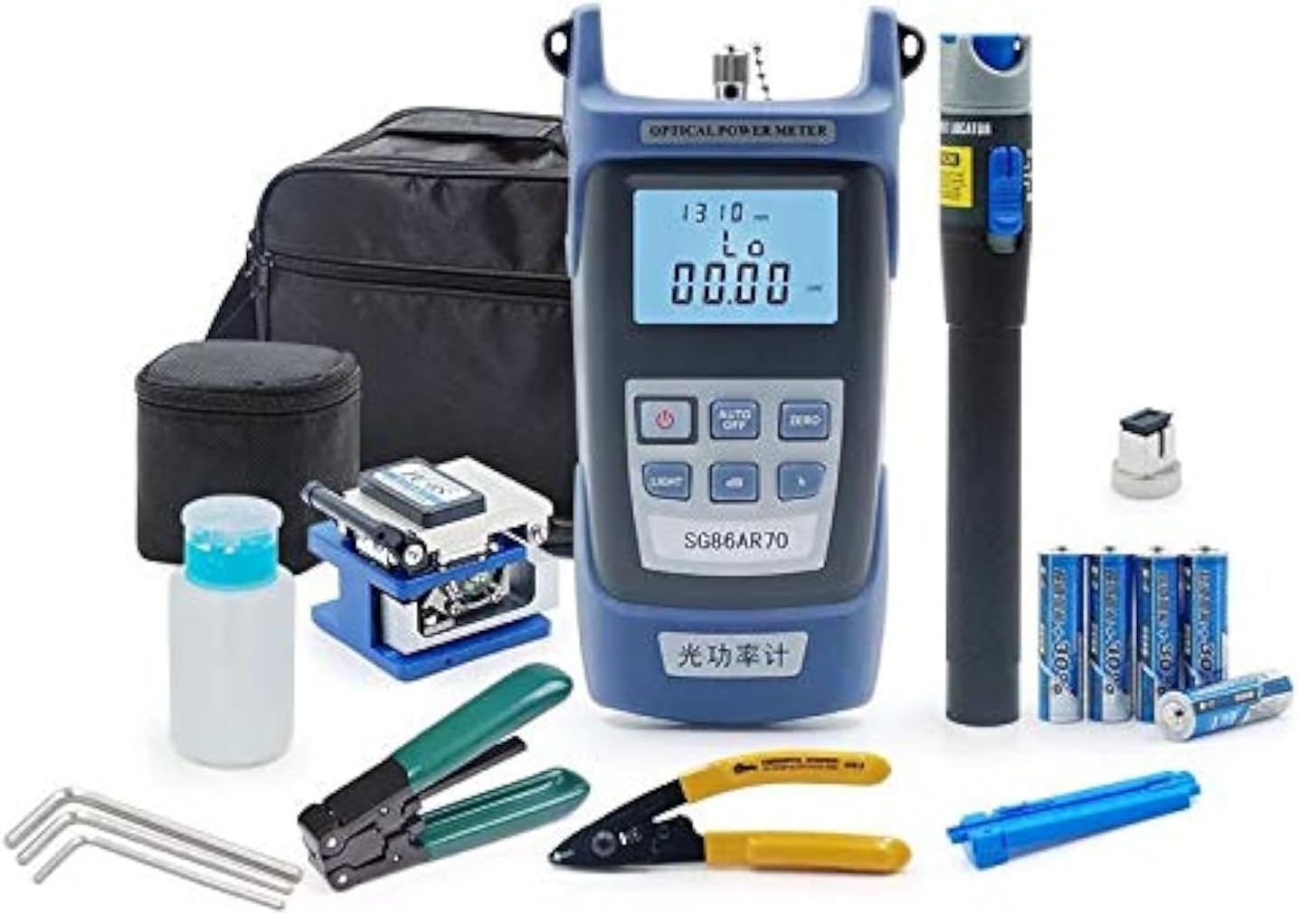 DKURVE 10-in-1 Fiber Optic FTTH Tool Kit with Red Light Test Pen/Power Meter/ 5km Fault Locator