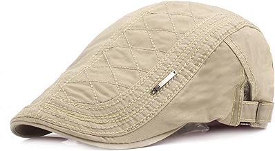 Rayson Men's Cap Cap Breathable Cotton Flat Summer Adjustable Scottish Beret with Diamond Pattern