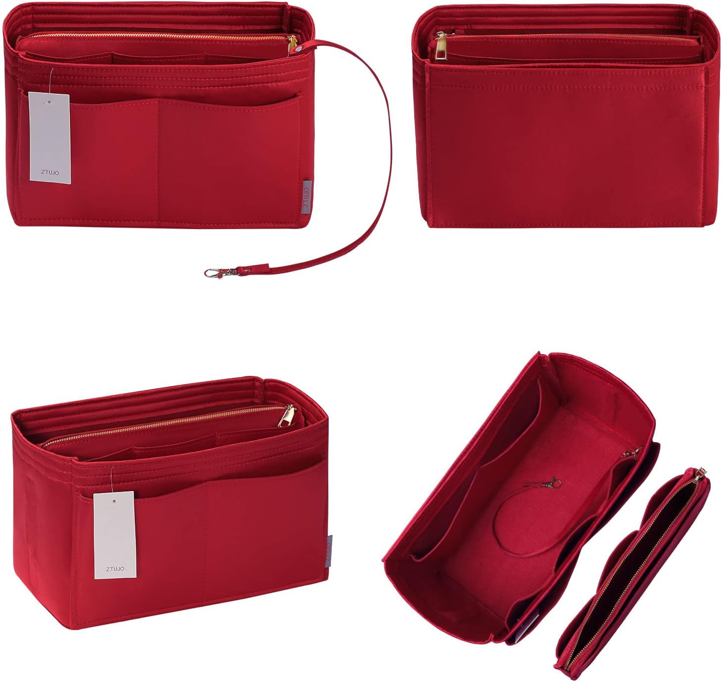 ZTUJO Purse Organizer Insert, Felt Bag Organizer with Metal Zipper, Handbag & Tote Shaper, For Speedy Neverfull Tote, 7 Sizes image 3