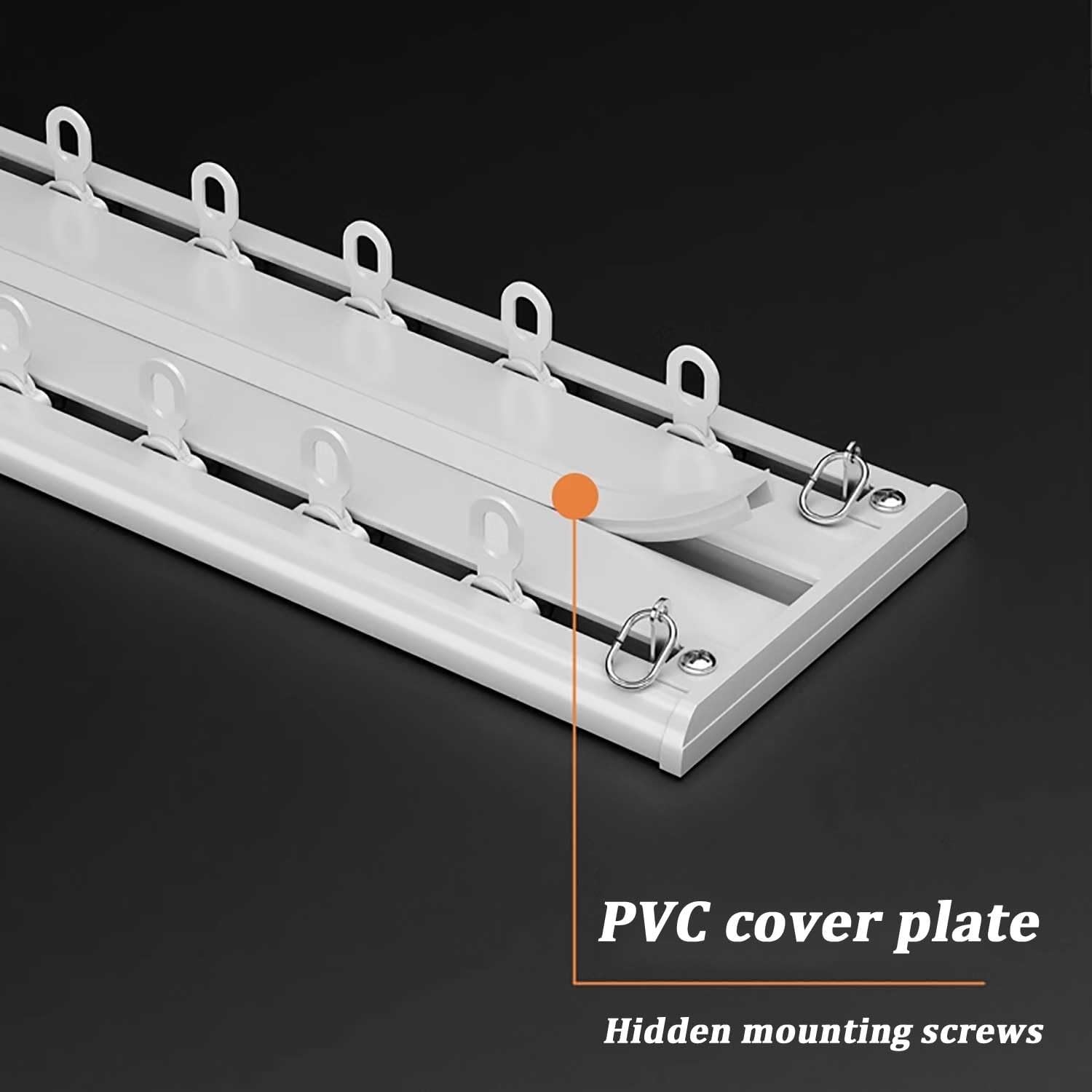 Ultra-Thin Ceiling Track System for Room Divider Curtains - Silent Double Rod, Easy Install, 2.2m (7.2ft) Invisible Curtain Track for Living Room & Bedroom - White