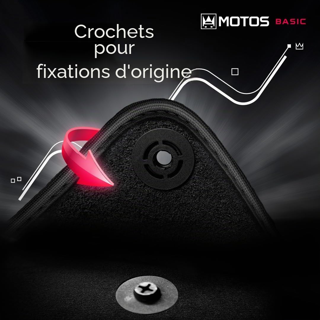 MOTOS Basic Tapis voiture en velours destiné à Opel Adam 2013-2019 - Basic, Matériau, Rouge - Découvrez un nouveau confort de conduite avec un jeu de tapis de sol voiture en velours pour votre tapis d