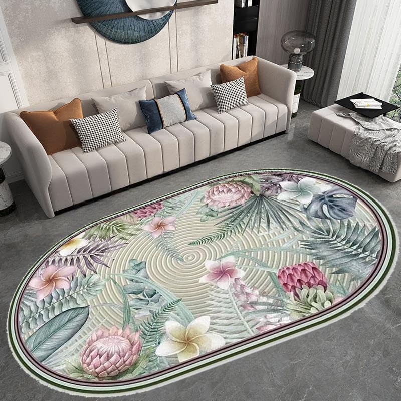 Alfombras para sala de estar ovaladas con refinado diseño clásico floral