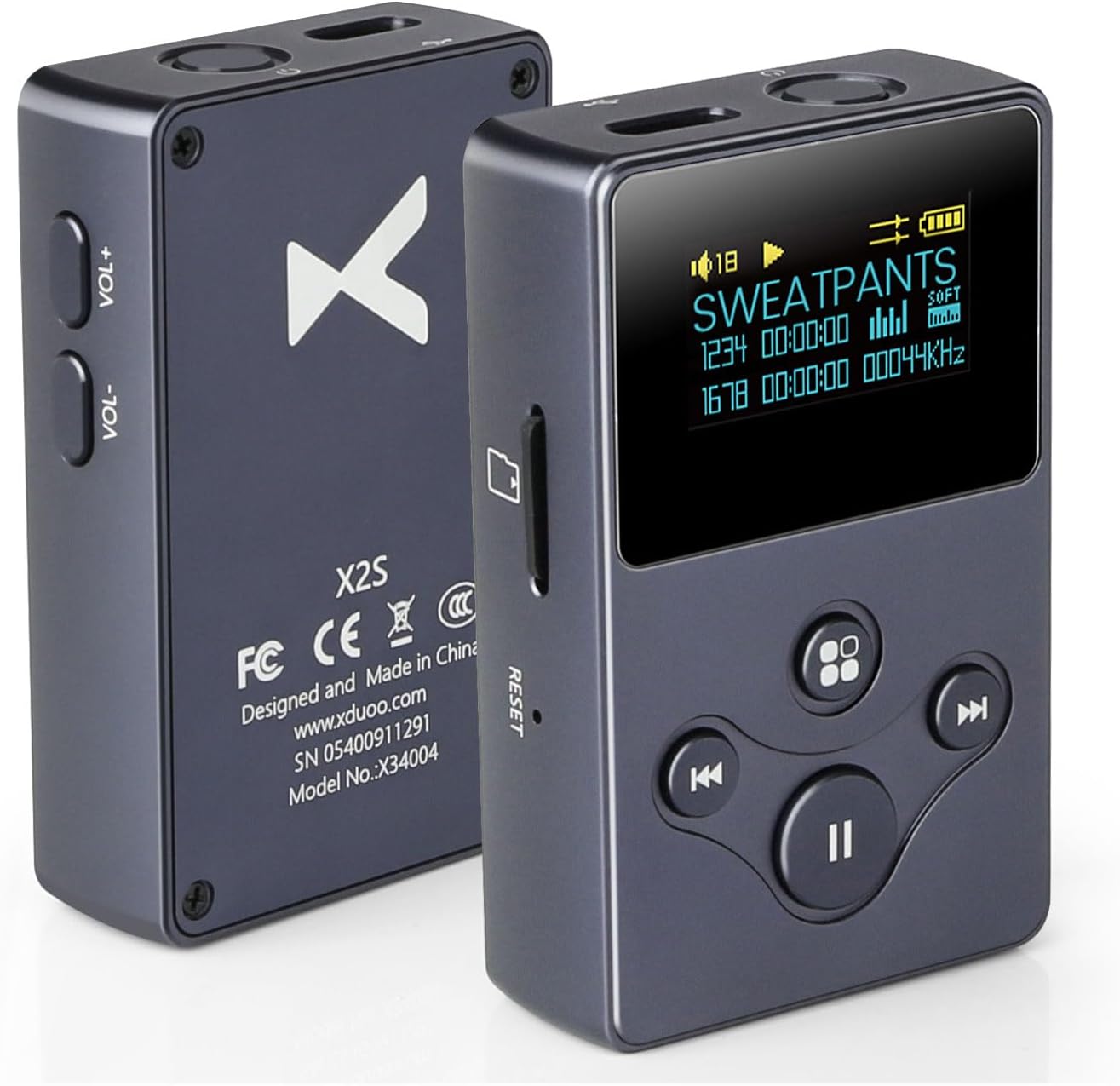 xDuoo X2S Hi-Res Lossless Portable Music Player - DSD128 PCM 24Bit/192k, 128GB, 6 Bands of EQ, Rail to Rail Op-amp, OLED Screen