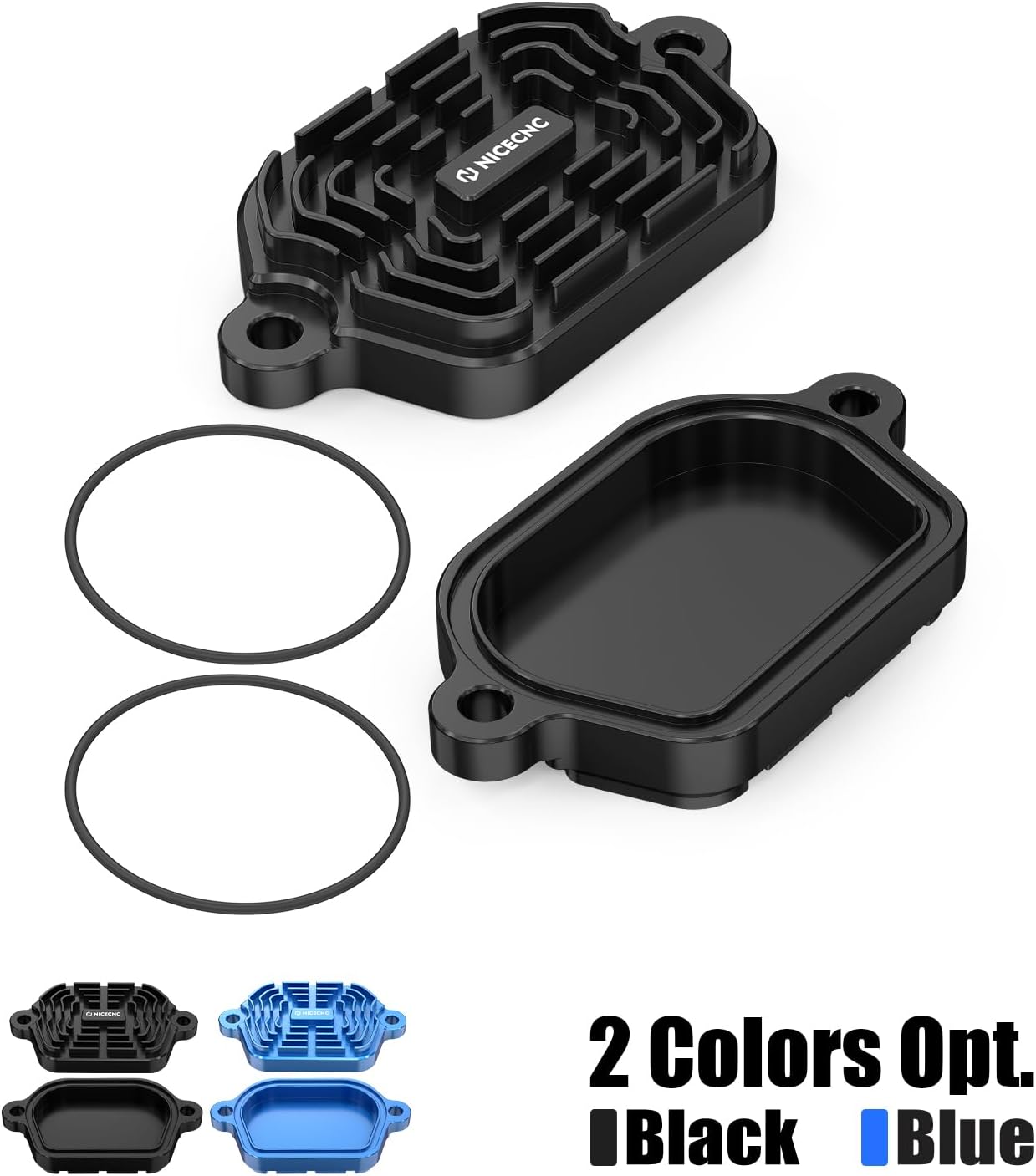 NICECNC Finned Aluminium Valve Covers Compatible with Suzuki DR650S 1996-2024, Compatible with Suzuki DR650SE 1996-2024, Black