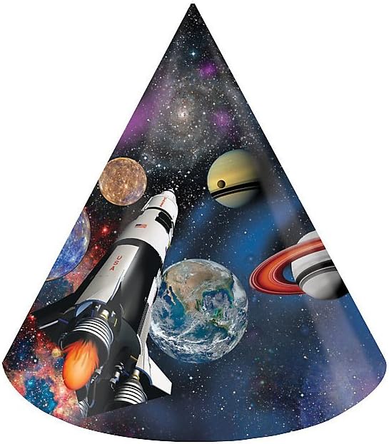 Creative Converting Space Blast Party Hats, 6” x 4.25”, Multi-colored : Home & Kitchen