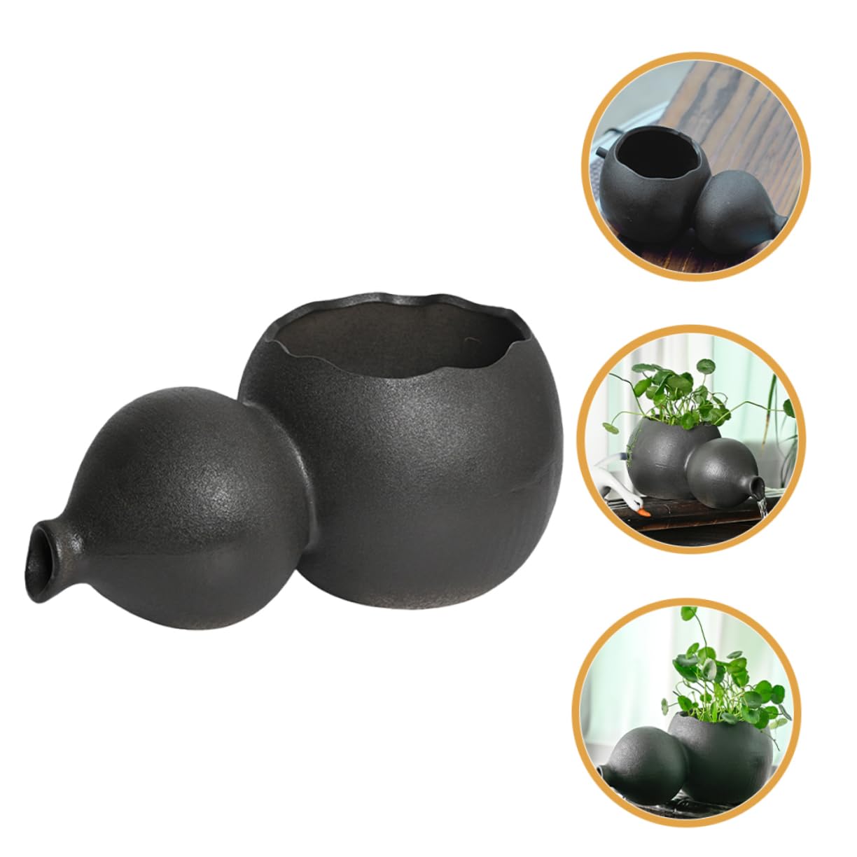 CIMAXIC Vintage Style Ceramic Jar Water Decorative Fountain Landscape Fountain Jar for Courtyard