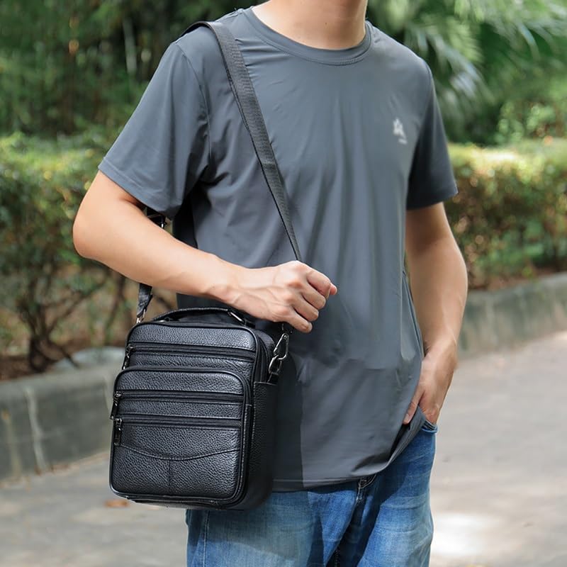 Shoulder Bag Men's Crossbody Bag Top Layer Casual Small Bag Business Bag Vertical Bag4