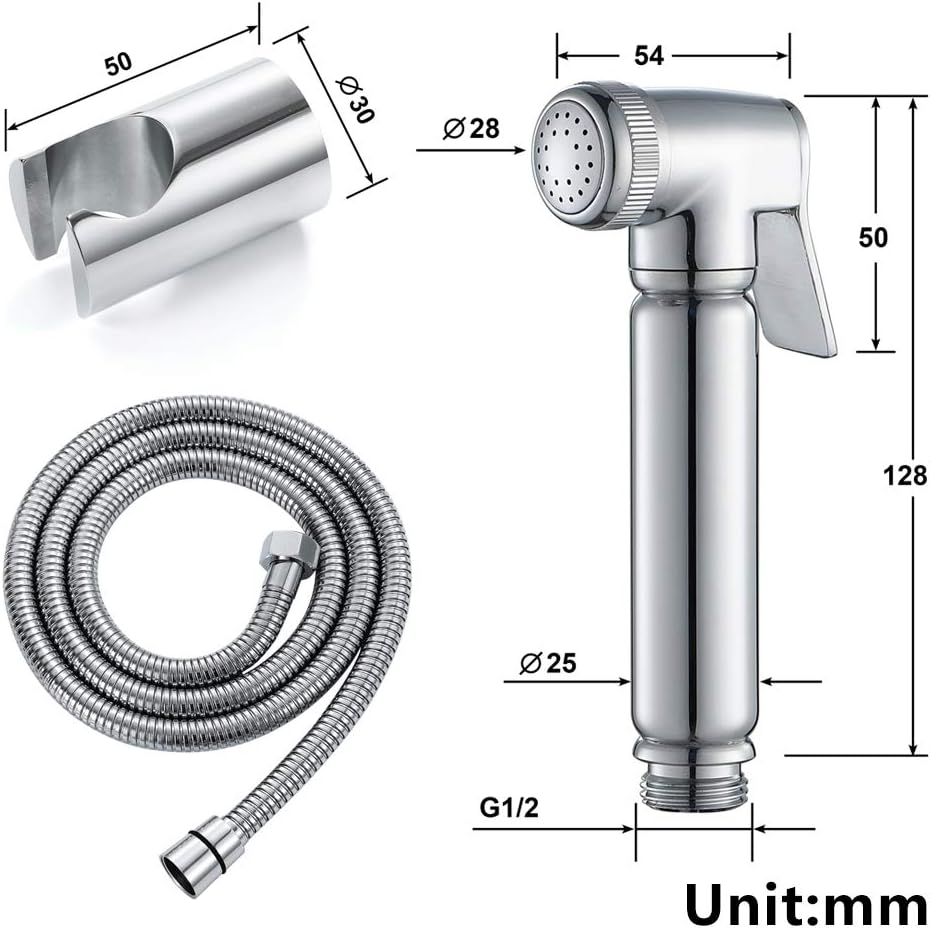 Handheld Bidet Sprayer Head Brass Chrome Bathroom Shower Bidet Tap Portable Toilet Bidet Shower Head for Toilet Cleaning, Pet Bath, Personal Hygiene,B (Color : A)