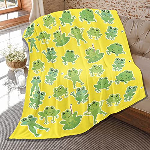 Zachte flanellen deken grappige kikkers schattig dier lichtgewicht pluche plaid airconditioner dekbed voor vrouwen mannen bank bed sofa decoratieve dekens 101,6 cm x 76 cm extra klein voor huisdieren