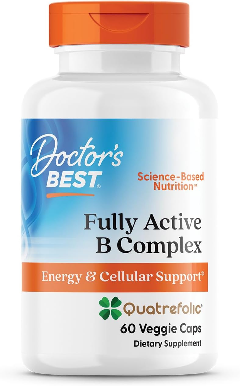 Doctor's Best, Fully Active B Complex Supports Energy Nervous System Optimal Health Positive Mood Wellbeing NonGMO Gluten Free Vegan Soy Free, 60 Count