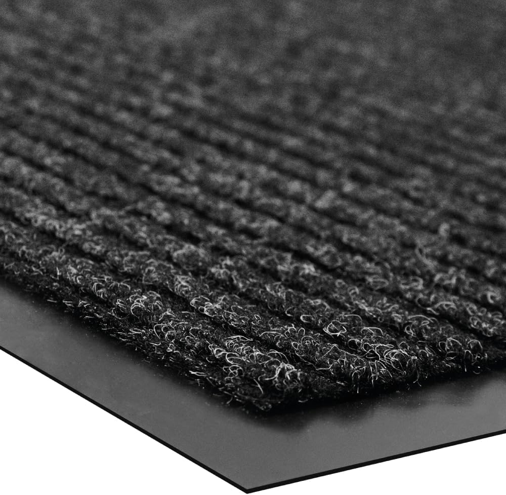 UNIMAT Traffic Guard Door Mat, 3´x 5´, Heavy Duty Waterproof Doormat, Stain and Fade Resistant Welcome Mats, Durable Rubber Backing, Low Profile Entryway Rug, Shoe and Boot Scraper, Black