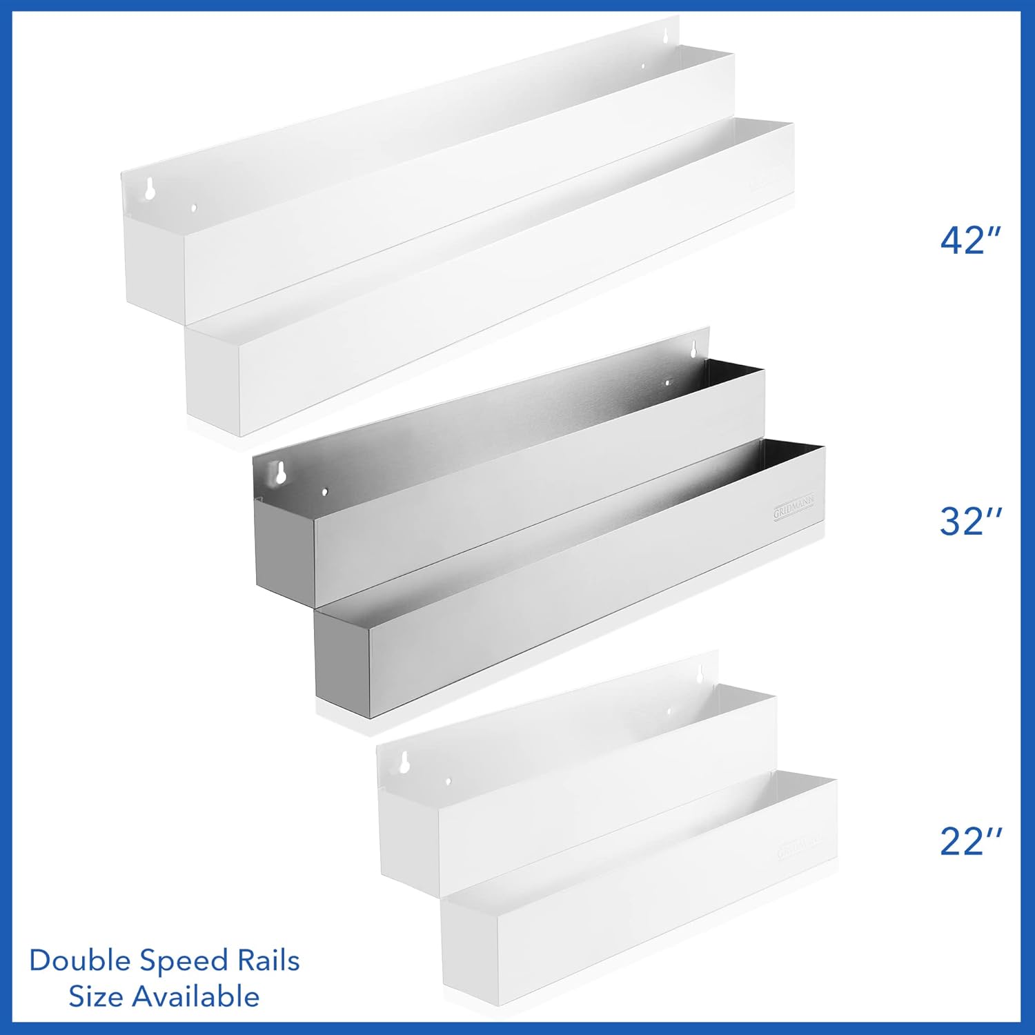 GRIDMANN 32-inch Double Tier Speed Rail - Stainless Steel Liquor Bottle Holder Rack for Bars