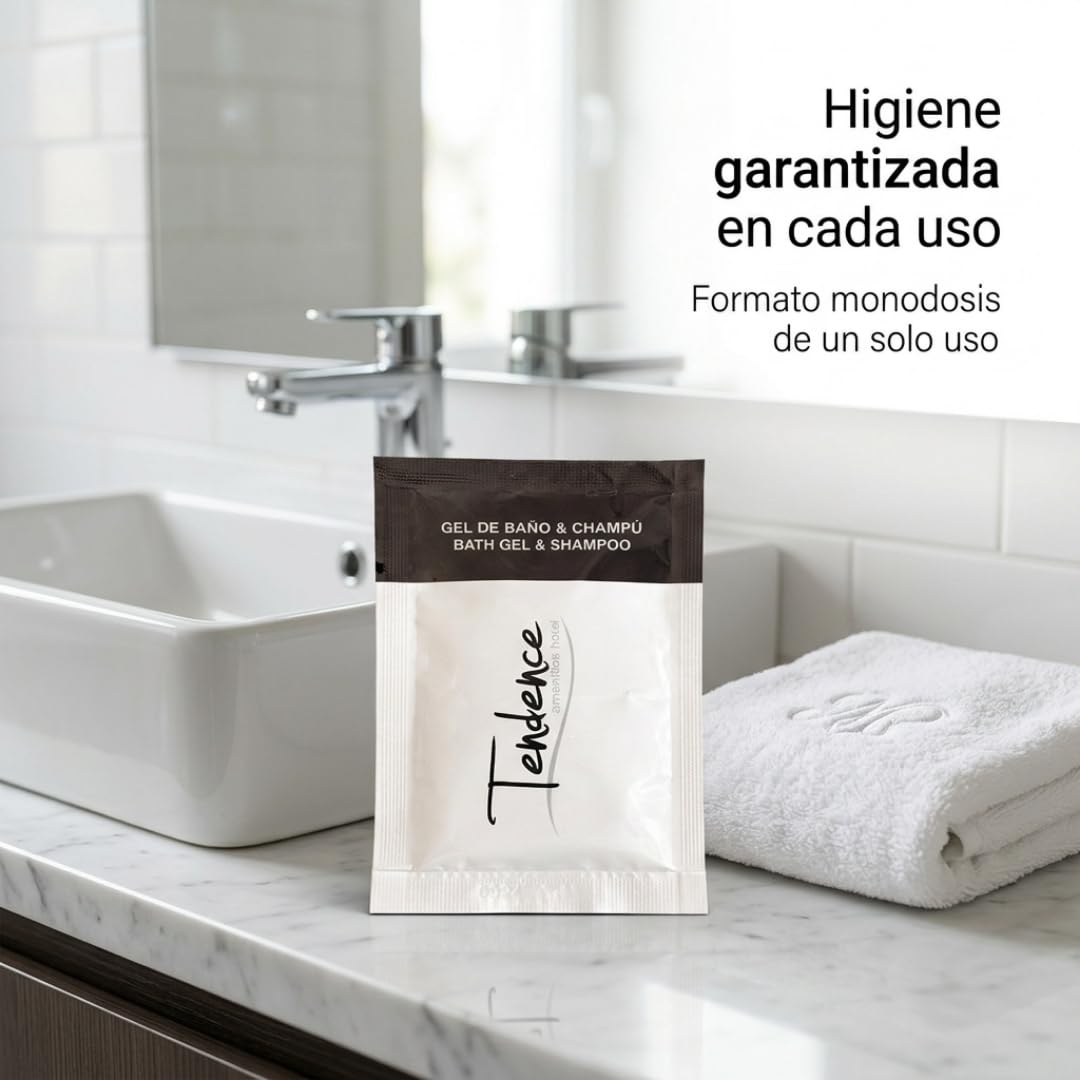 1000 unidades de Gel de Baño y Champú Amenities Hotel – Cosmética Hotelera Ecológica para Hoteles, Casas Rurales y Alojamientos Turísticos | Producto de Bienvenida para Habitaciones y Huéspedes.
