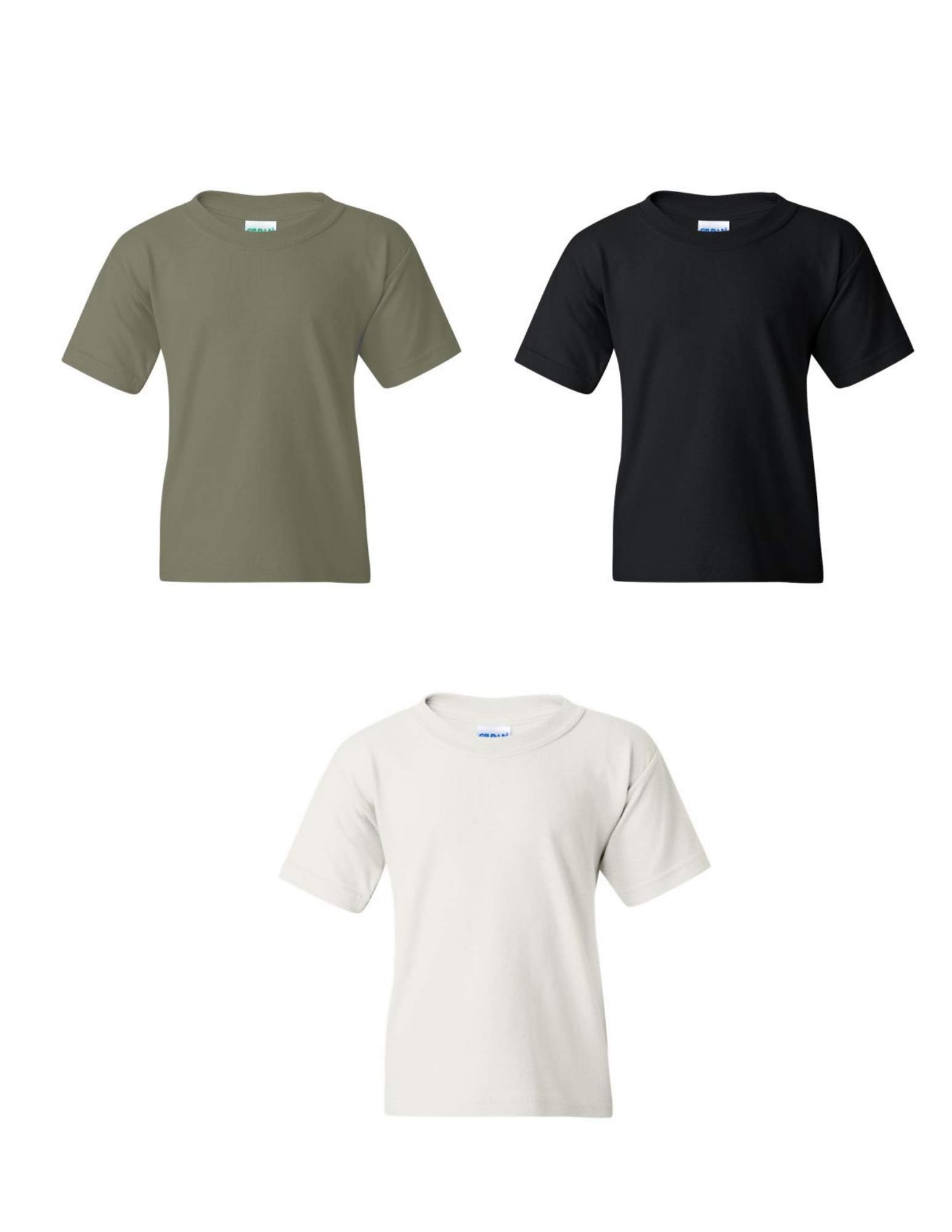 Gildan T-shirt per bambini in cotone pesante, confezione da 3