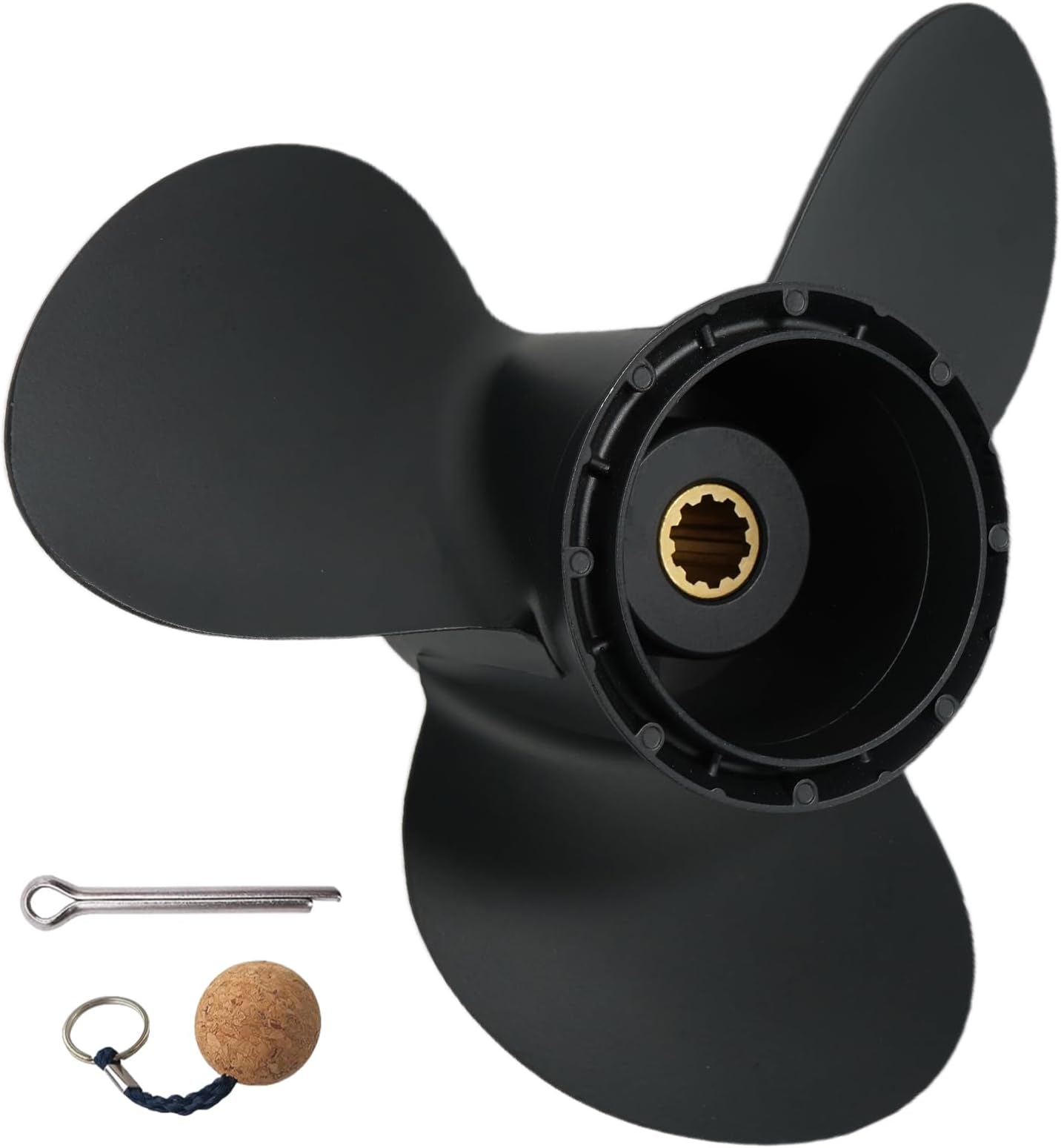 OEM Upgrade 10 1/4 x 10, 10 1/4 x 11, 10 1/4 x 13, 10 1/4 x 14 Aluminum Boat Propeller for Suzuki DT20 DT25 DF25 DT30 DF30 Outboard Engines, 3-Blade RH 10-Spline Hub