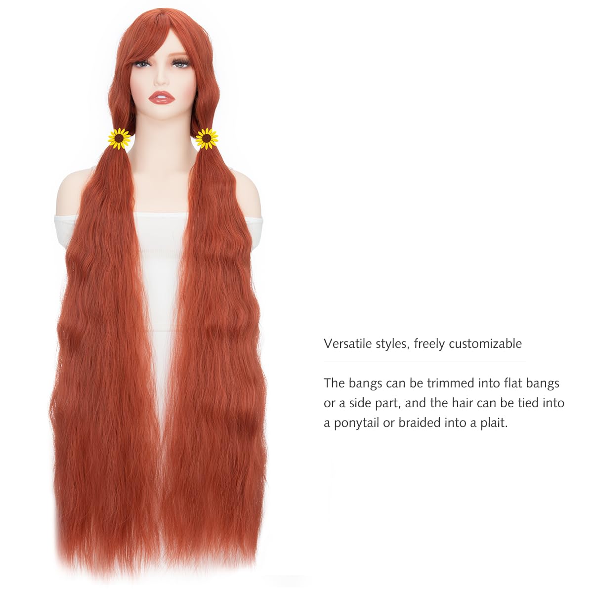 Yamel Extra Long Corn Curly Burnt Orange Wigs for Women Cosplay Costume Synthetic 39 inch Lolita Wig With Bangs - Image 3