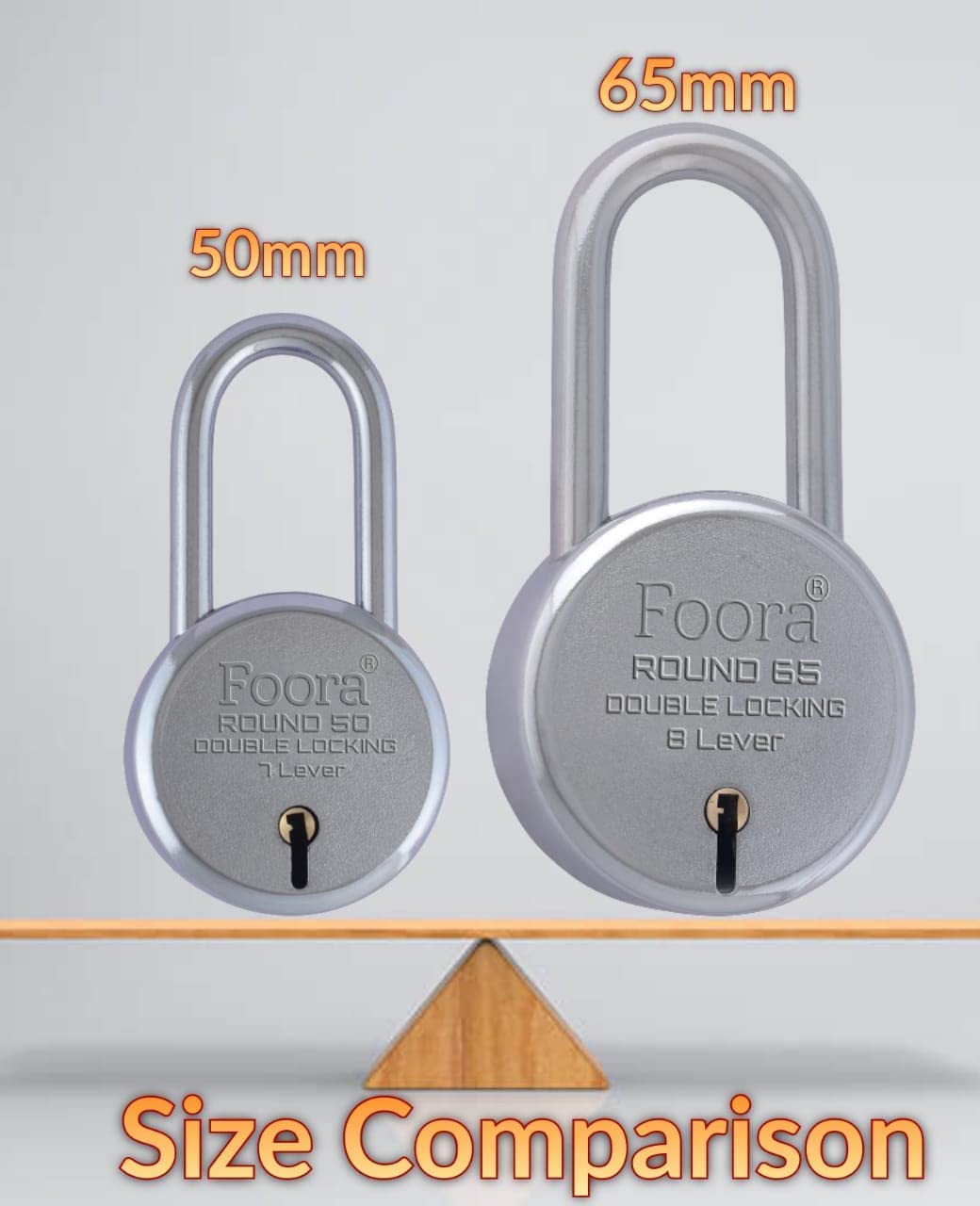 Foora Small Lock and Keys, Long Neck Shackle Door Lock for Home, Shop Same Key for Multiple Lock, 2 Padlock 5 Same Key Lock Set, Common Key Lock Set of 2 Silver Finish 4