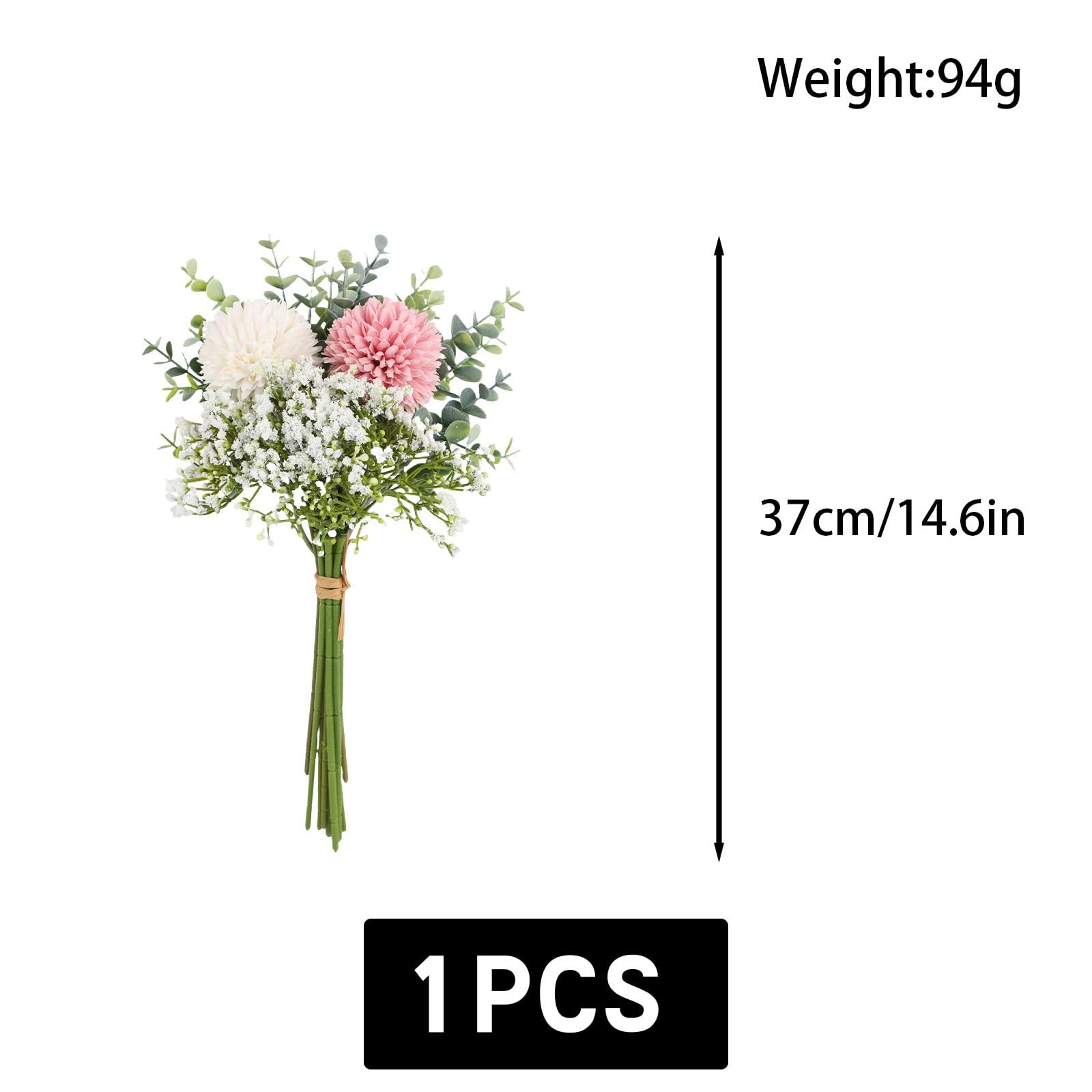 astylishome Fake Flowers for Outside Artificial Bloom Decoration Realistic Dandelion with Stem Lifelike Floral Arrangement for Home Wedding Party Indoor Outdoor Garden White 1811 - Image 3