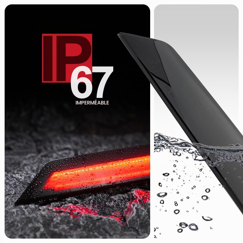 3eme feu stop LED pour Fo.rd Transit Custom 2012-2022 Feu stop arrière de haut niveau pour porte de grange feu stop à montage élevé 2 lentilles fumées