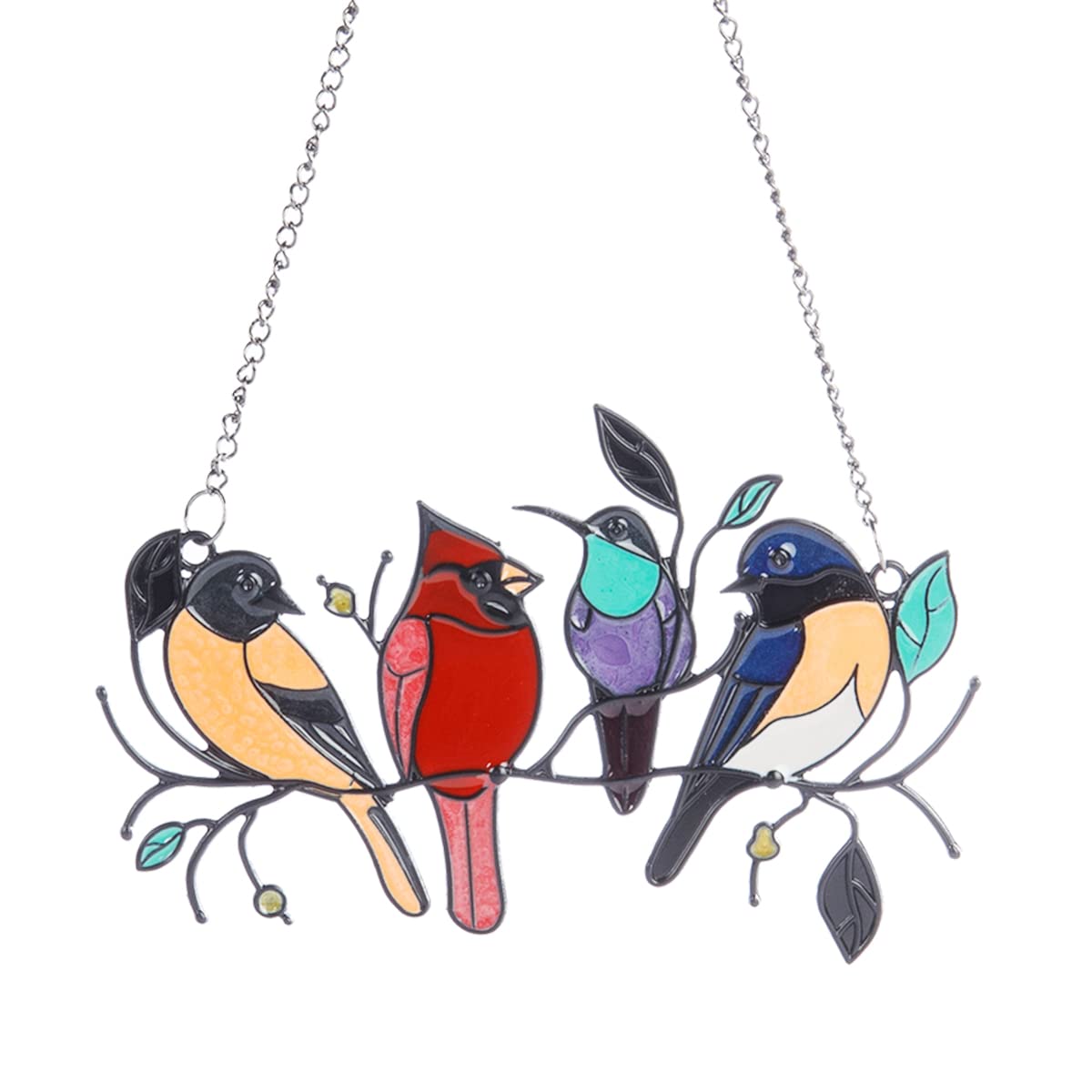 Set Di 2 Decorazioni In Vetro Colorato A Forma Di Piuma - Appendi Per Finestre, Pareti O Auto, Ideale Regalo Fatto A Mano