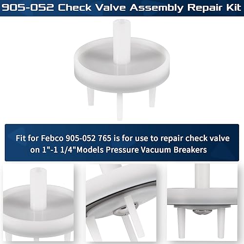 Miniatura 5 de 905-052 765 Kit de reparación de conjunto de válvula de retención, apto para Febco Modelo 1"-1-14" en interruptor de vacío a presión (blanco)