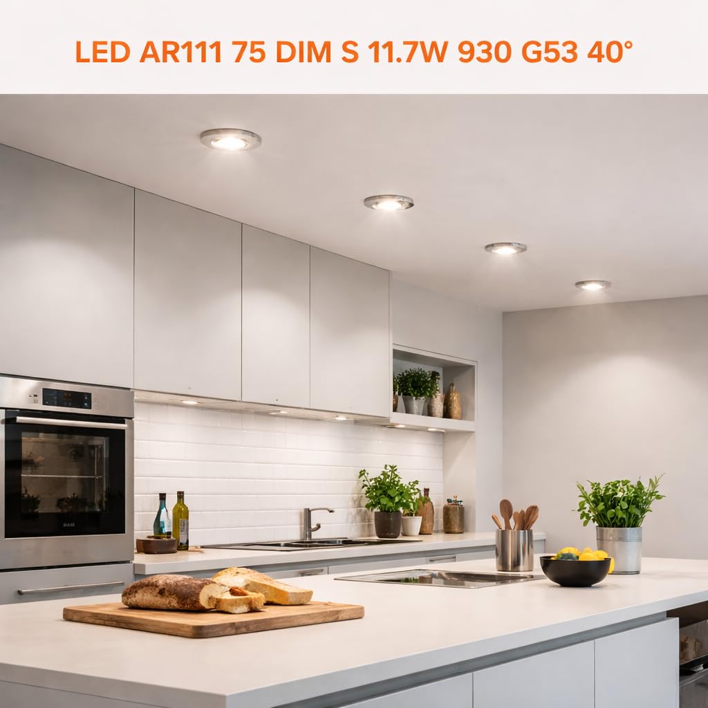 LEDVANCE 6x LED AR111 Spot, Warmweiß 3000K, 11,7W, G53 Sockel, 800 Lumen, 75W Halogen-Ersatz, 40° Abstrahlwinkel, Dimmbar, 12V