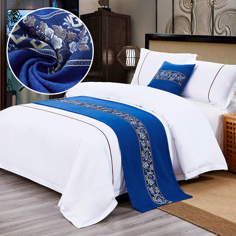 QRGMKL New Bed Runner Bedspread Premium Bed Scarf European Style Hotel Bedroom Home Bedding Protector Bed Runners and Matching Cushions-B||160X50cm for 1m Bed