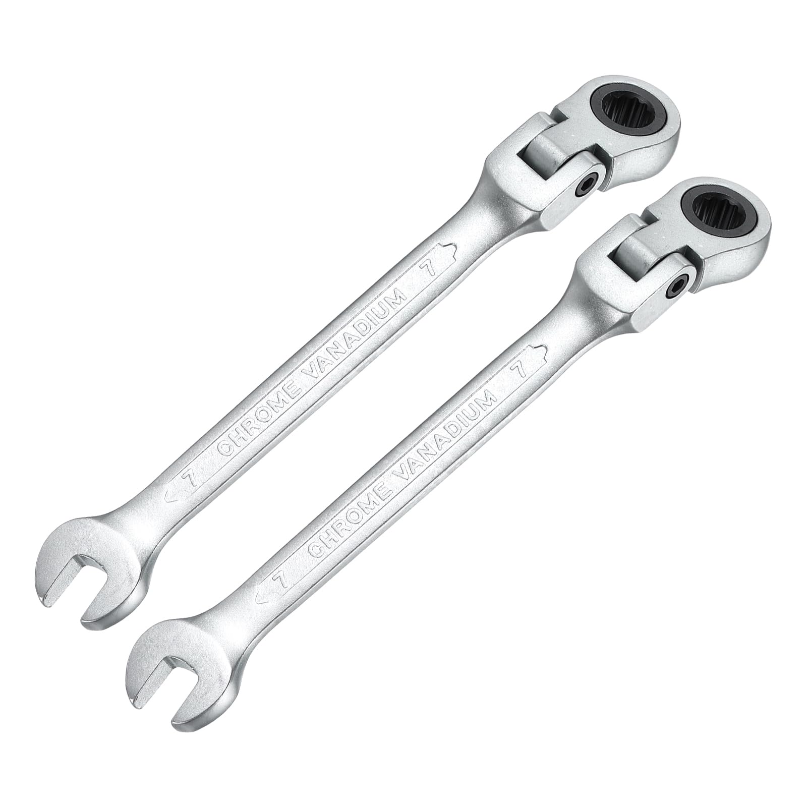 sourcing map 7mm Metric Flex-Head Ratchet Wrench Chrome Vanadium Steel 72-Tooth Ratcheting Combination Wrench Spanner for Car Bike Automotive Machine Repair — image 1