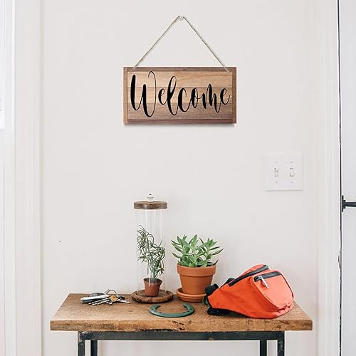 Miniatura 8 de Letrero de decoración de bienvenida, letrero colgante de madera para decoración del hogar, letrero de pared de madera impresa, letrero de bienvenida