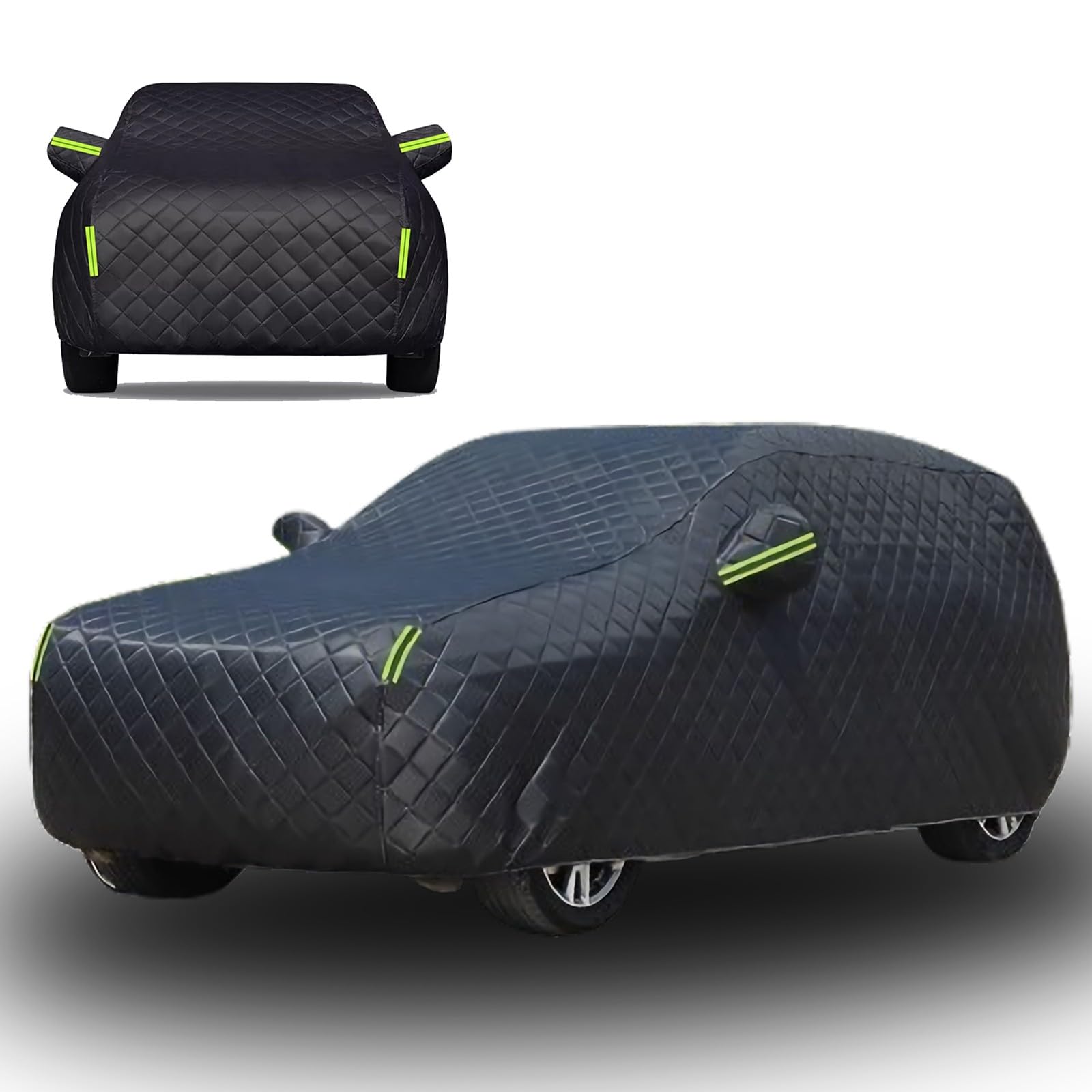 Hagelschutzplane Auto für MG ZS Hybrid+ Auto Abdeckplane Outdoor Autoabdeckung Hagelschutz Auto Schneefest Regenfest Staubdicht UV Beständig Und Reißfest,Schwarz-Full Car Cover