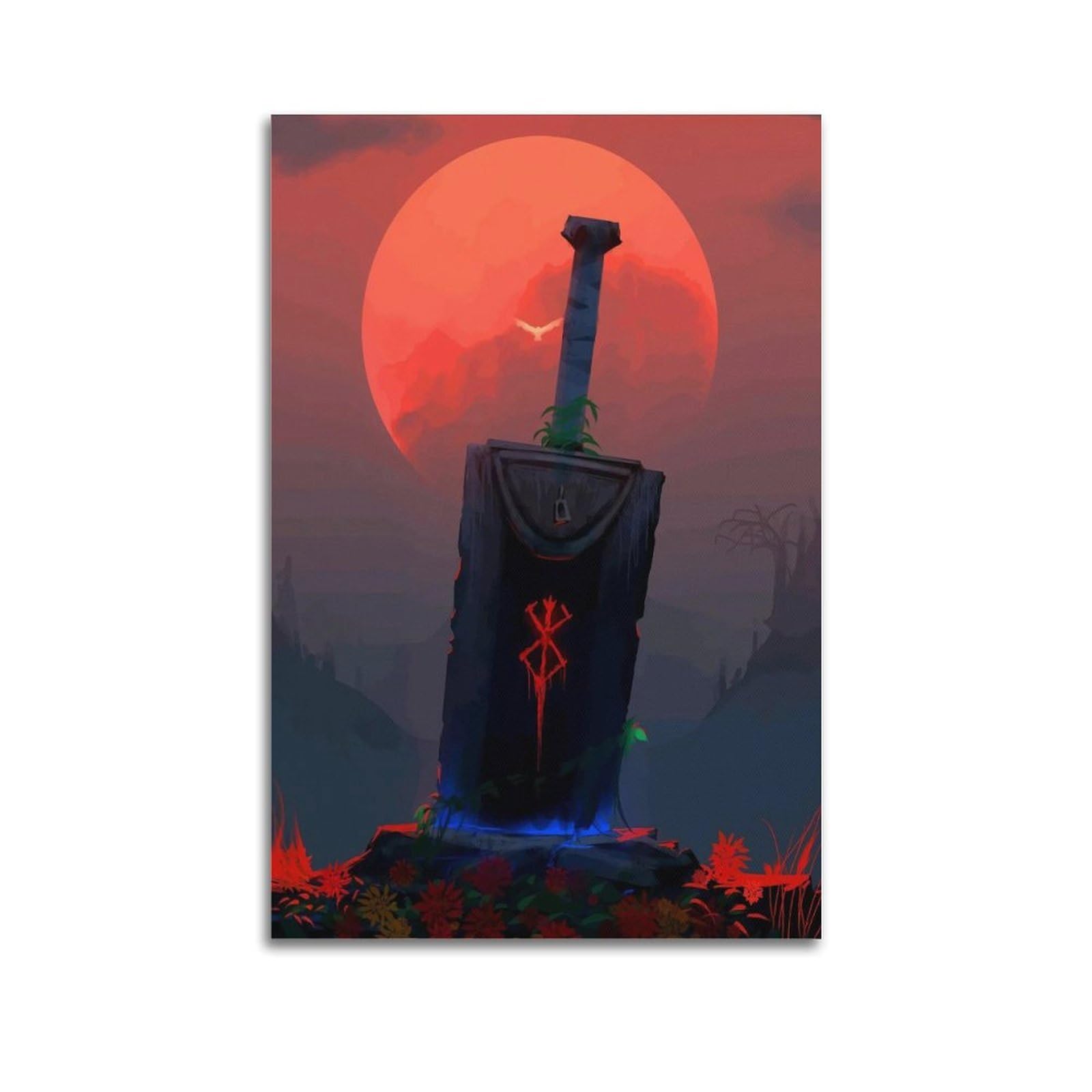 SUDANGDIANZI Anime Berserk Poster Guts Sword Canvas Poster And Wall Art Modern Family Bedroom Gym Office Decor Gift 08x12inch(20x30cm) Unframe-style