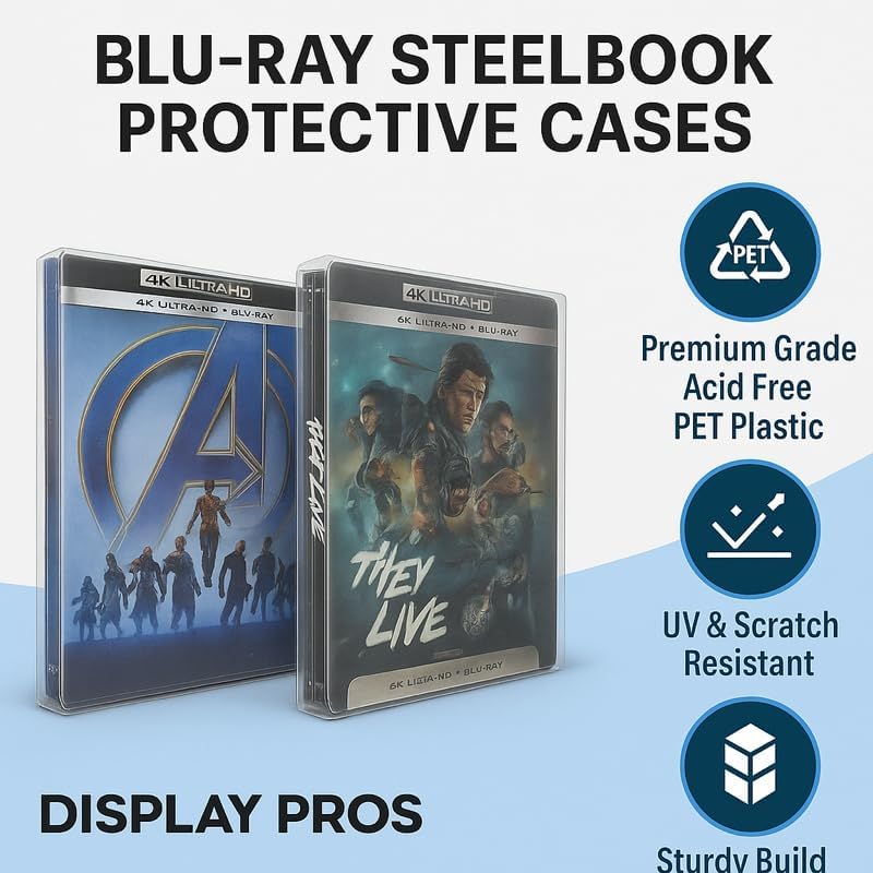 Vista 2 de Steelbook - Fundas protectoras de plástico PET transparente compatibles con Blu-ray y 4K UHD Steelbooks - Estuches resistentes a los arañazos