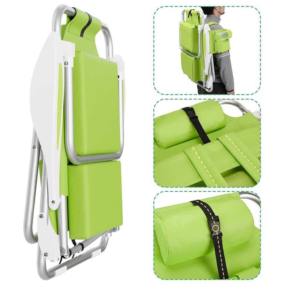 BAKAJI Silla Tumbona de Playa Plegable Estructura de Aluminio Tubular con Bolsillo Puerta Tutto Bolsa Porta Objetos Bolsa Térmica Integrada y Correas Mochila para el Transporte