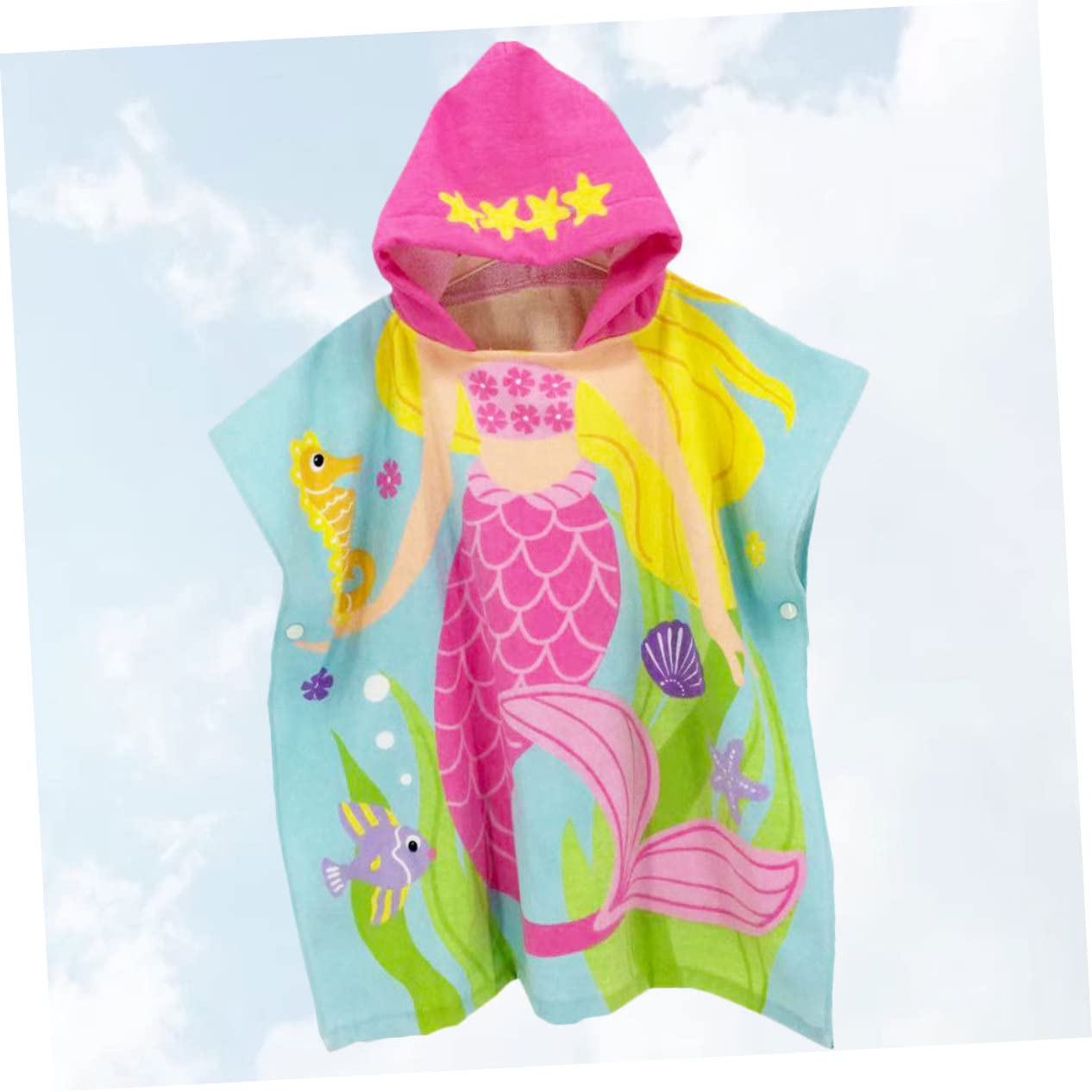 Serviette de Plage Portable à Motif Sirène Cape de Bain pour Garçon Fille Coton Douce