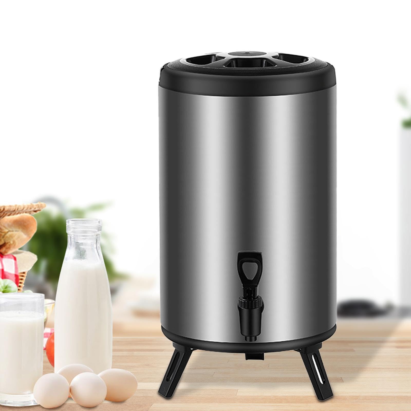 SWAYVES Dispensador de bebidas isotérmico, dispensador de té, cafetera, acero inoxidable, dispensador de leche, barril isotérmico for reuniones familiares(6L)