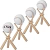 Wooden Baseball Softball Stand Display Consists of 3 Mini Baseball Bat and 1 Wooden Circles