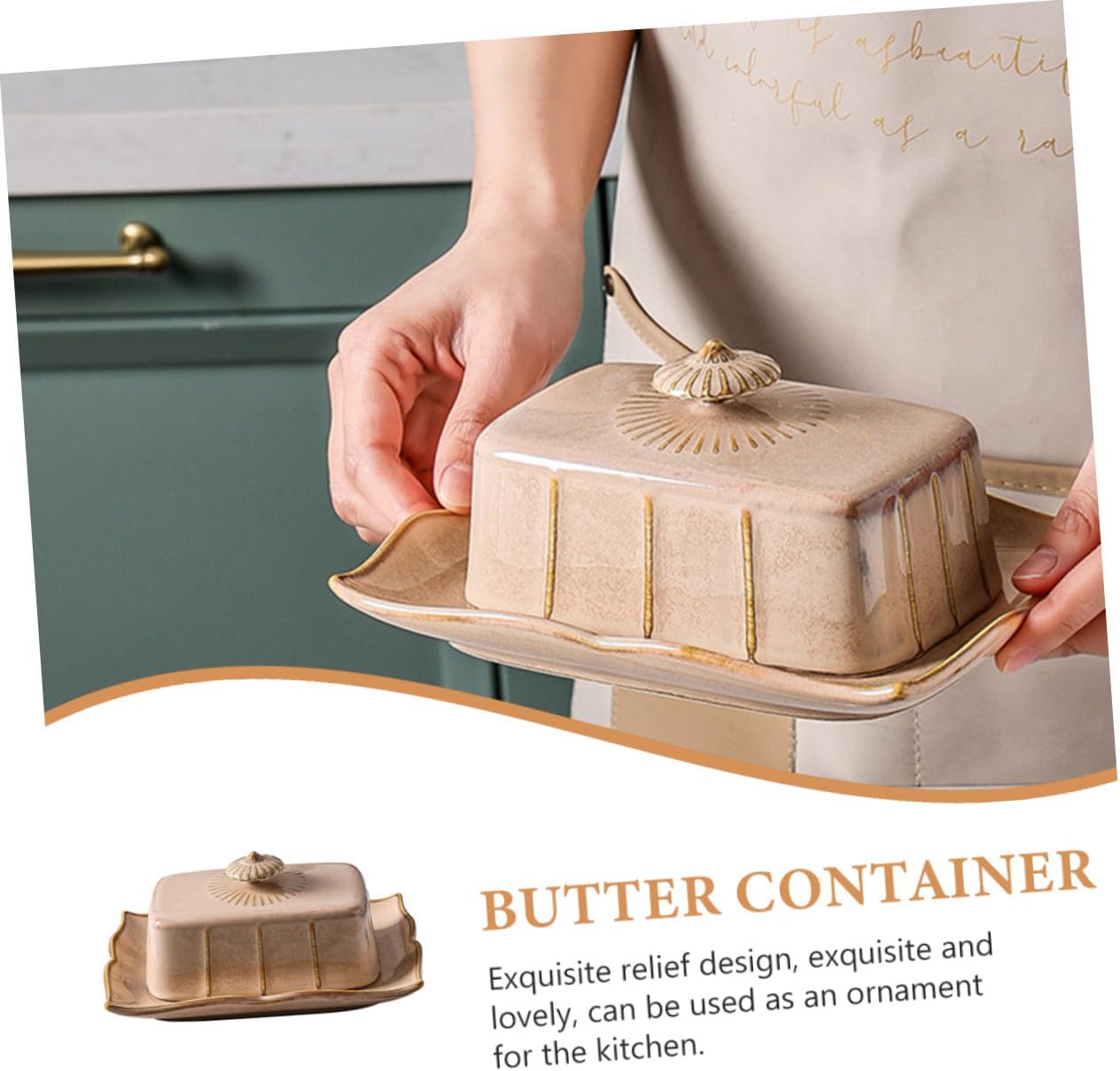 Ceramic Butter Serving Tray with Lid Butter Dish and Cheese Holder Porcelain Plate Cheese Snacks Kitchen Tableware for Home Bakery and Cooking