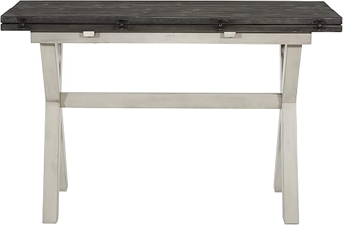Miniatura 8 de OSP Home Furnishings Kristen Flip-Top Expanding Desk to Dining Table, Charcoal Finish acabado gris oscuro,Acabado gris lavado envejecido