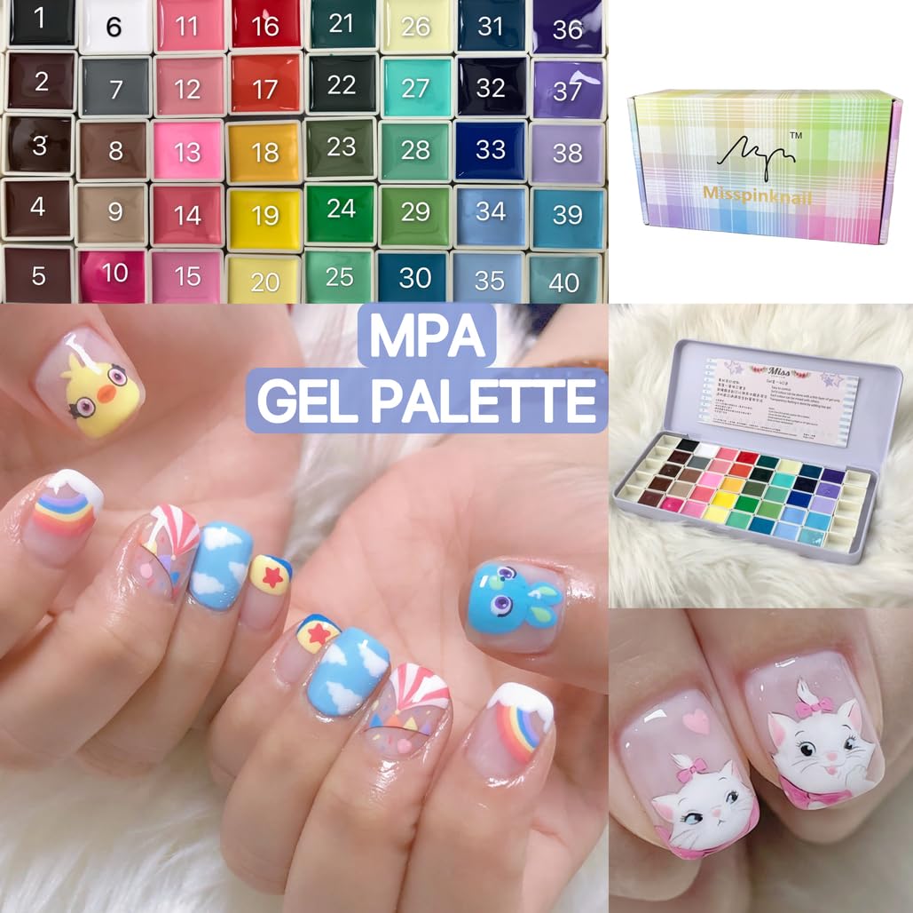 Paleta żelowa do malowania paznokci, 40 kolorów, pojedyncze kwadraty, UV LED, żel do zdobienia paznokci DIY