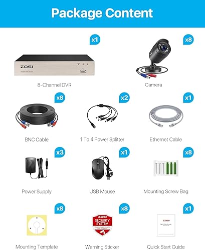 Miniatura 9 de ZOSI 8CH 1080P - Sistema de cámara de seguridad para exteriores con disco duro, 8 canales, Video ligero de 5MP, Grabadora DVR con 8X 1080P HD