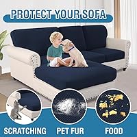 Vista 484 de H.VERSAILTEX 2025 New Sectional Couch Covers 8 Pieces Stretch Sofa Covers for Sectional Sofa Set Separate L Shaped Couch Cover for Both Left/Right