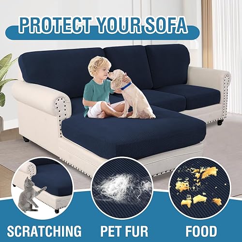 Miniatura 7 de H.VERSAILTEX Fundas para sofá modular, 6 piezas, fundas elásticas para sofá seccional, funda de sofá separada en forma de L para sofá izquierdo o