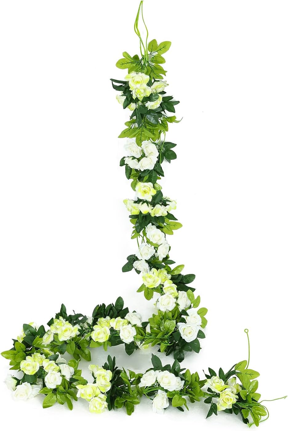 2 Pack (15.8FT) Fake Rose Garland, Artificial Rose Vines Flowers Hanging Silk Rose Vine Wedding Home Backdrop Party Arch Arrangement Decoration